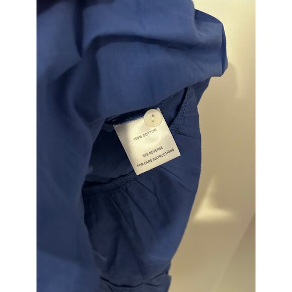 Marea Mackenzie Ultramarine Blue Tiered Button Dress Natural 100% Cotton EUC M - Picture 10 of 12